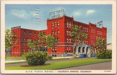 Colorado Springs Colo. Postcard ALTA VISTA HOTEL - Curteich LINEN / 1939 Cancel