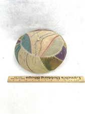 antique pin cushion unusual extra large velvet crazy patches original 1800s 