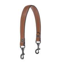 15 Inch Leather Purse Strap, 1 Inch Short Handle Bag Strap, Brown/Metallic Black