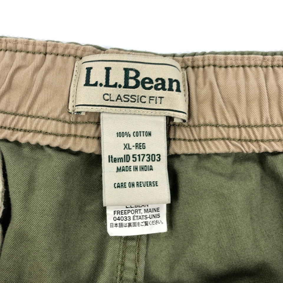 Pantalones Cortos LL Bean Dock Para Hombre XL Verde Cintura Elástica Cordón Heritage Foto 4 de 4