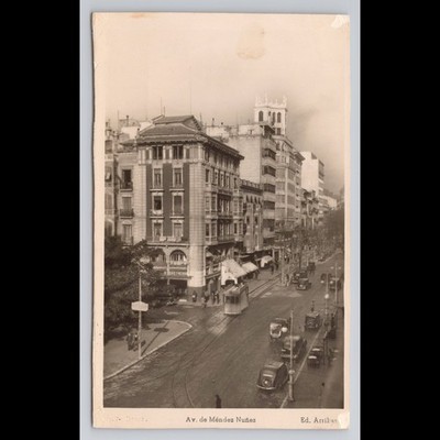 Vintage Postcard Alicante Spain Av. de Méndez Núñez Unposted Street Car Scenic