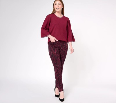 SusanGraver Weekend Premium Stretch Ava Slim Ankle Pants,Swirl Regula XL A605784