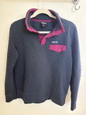 Patagonia Women's Quilted Pullover Size Small Navy/Magenta Snap T Cotton