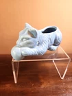 Vintage Mini Baby Blue 5" McCOY Pottery Cat with Ball Planter 1940s