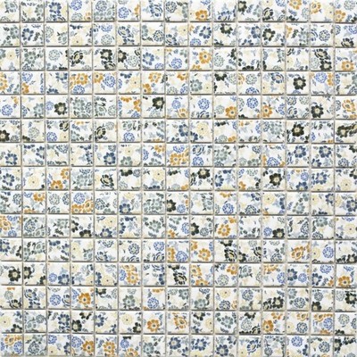 Retro Vintage Mosaik Fliese Keramik weiß Blumen Spring  18C-1401_f | 10 Matten