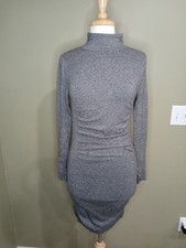 Express Medium Gray Lightweight Knit Bodycon Sexy Knee Length Long Sleeve Dress