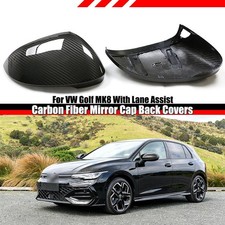 2 Stück Echte Carbon Spiegelkappen Außenspiegel Mit Side Assist Für VW Golf MK8