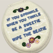 Vintage Kitschy Bathroom Wall Decor Toilet Seat Sprinkle When You Tinkle Ceramic