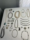 VINTAGE 60's 70's COSTUME JEWELRY LOT 30pcs RHINESTONE WEISS EARRINGS NECKLACES