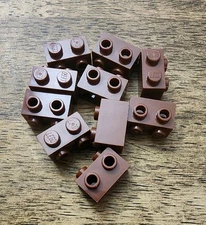 LEGO Reddish Brown Brick, Modified 1 x 2 Studs on 1 Side. QTY 10. Part No. 11211