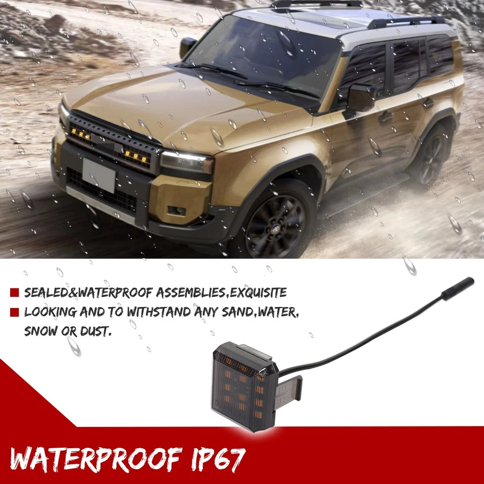 Kit de iluminación de parrilla delantera LED ámbar humo 6 piezas para Toyota 2024+ Land Cruiser J250 Foto 4 de 4