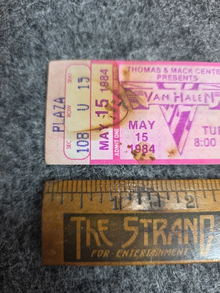 Vtg Rare 1984 Van Halen Ticket Stub "1984 Tour" May 15 1984 Thomas Mack Center - Image 3 of 4