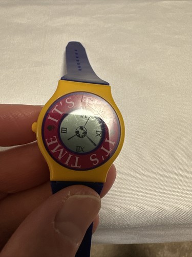 Vintage 80's Retro watch “It’s Time” yellow blue Watch - TESTED - Picture 15 of 15