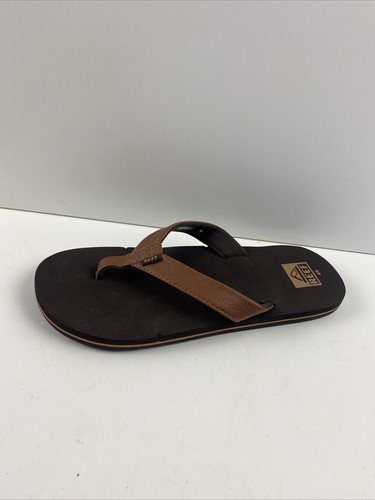 REEF Twinpin Brown Faux Leather Open Toe Flip Flop Sandals Kids Size 4/5 - 第 2/8 張圖片