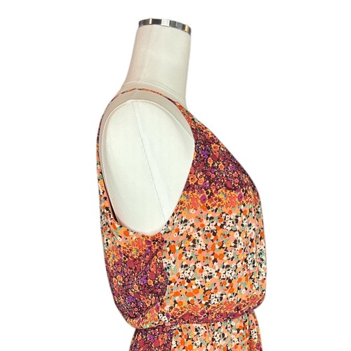 Floral Sleeveless Mini Dress L Boho Halter Neck Sundress Festival Garden Parties - Picture 10 of 19