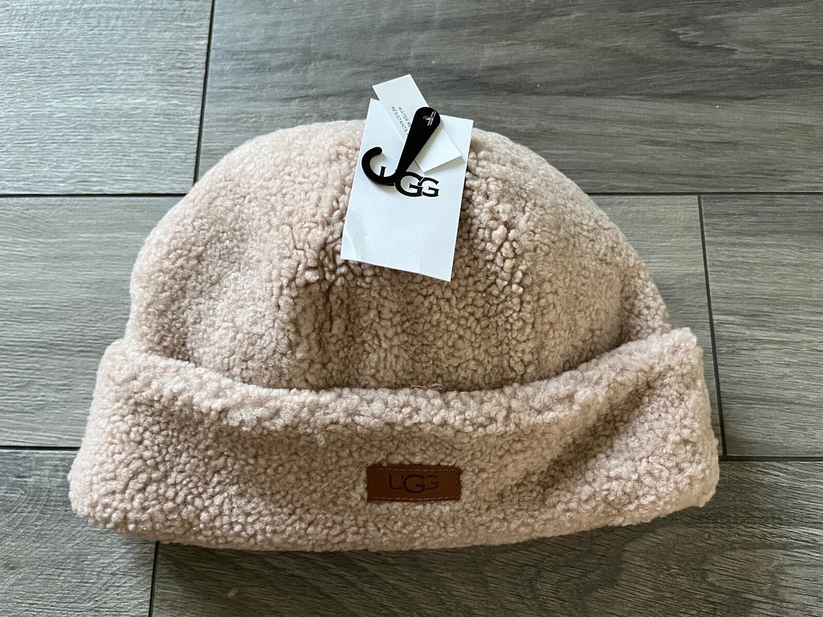 UGG WOMENS CURLY SHEEPSKIN CUFF BEANIE, PINK, NWT $148 | eBay