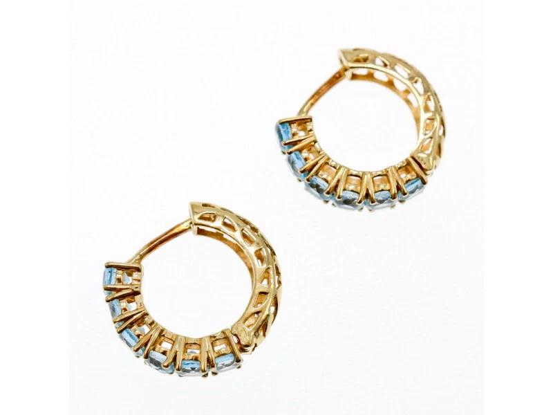 Pendientes de topacio azul de oro amarillo de 14k Foto 4 de 4