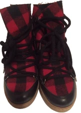 ISABEL MARANT SZ 39/9 Black & Red NOWLES Shearling Leather Boots # 4198