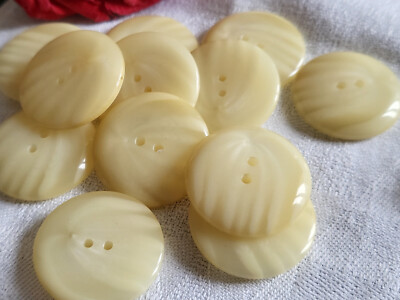 Lot De 6 Gros Boutons Vintage Beige Crème Veiné Bombés - 2,8 Cm - Réf. 5730 - Occasion