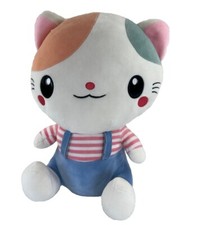 Stuffed Animal Plush Large Kitty Cat Pillow Squishy Soft Cat In Overalls Kawaii