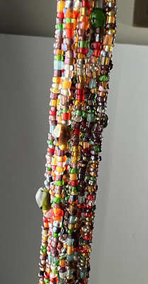Vintage Glass Multi Color Bead Wrap Belt Antique 19th Century Native American Indian Style Braided  main image 4