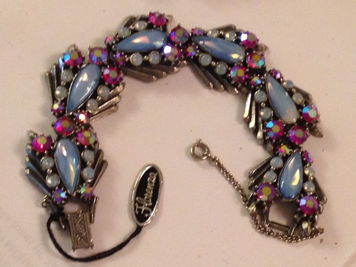 ❤️ ORECCHINI DA BRACCIALE IN STRASS FLORENZA con ETICHETTA BLU VETRO PIETRA DI LUNA & AB RUBINO❤️ - Foto 2 di 7