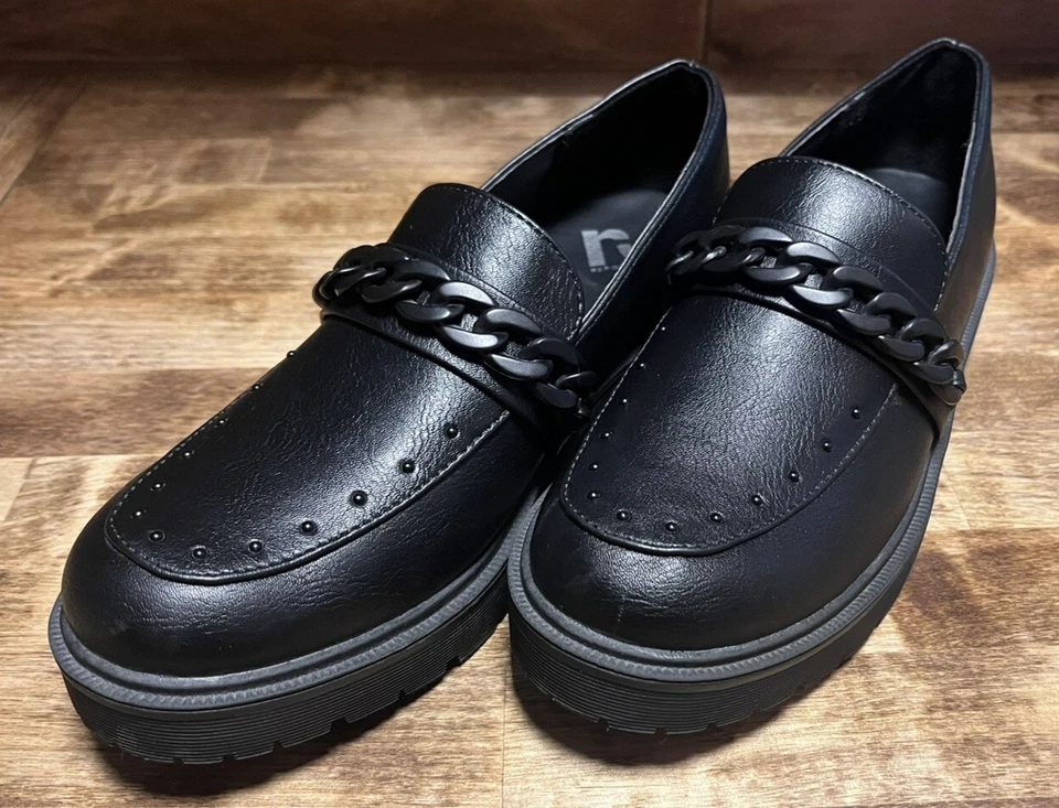 Черные лоферы на платформе Report Hayden искусственная кожа коренастая цепочка женские размер 7,5 - Изображение 2 из 4