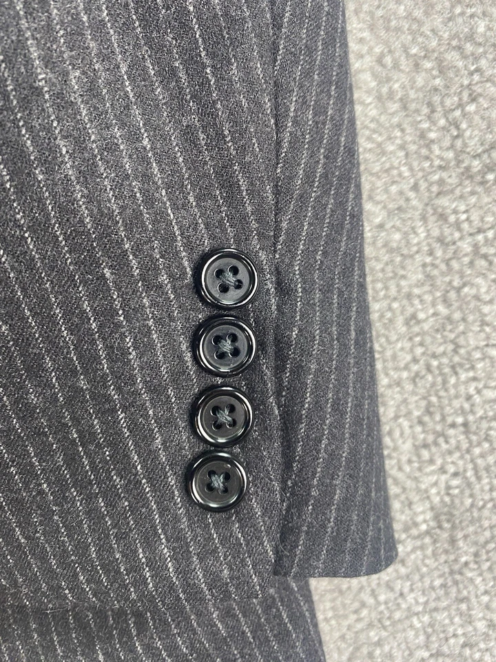 Vintage Oxxford Clothes Suit Jacket 44 R Gray Wool Tweed Striped Luxury Designer - image 2 of 4