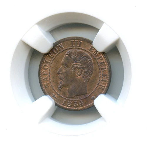 France Napoleon III 1 Centime 1854 MA Marseille NGC MS 66 RB Top Population!