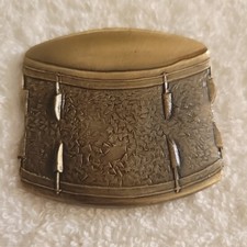 Vintage DRUM MUSICAL INSTRUMENT   Solid Brass Belt Buckle 1970'S  RARE