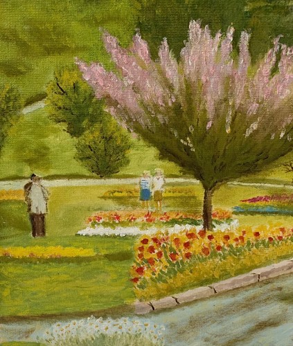 VINTAGE LANDSCAPE OIL PAINTING TRENNANCE GARDENS NEWQUAY CORNWALL R CHARLES - Picture 12 of 24