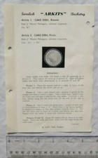 Vintage leaflet: Swedish Arkits Basketry - cake dish 1 & 2