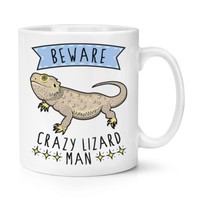 Beware VerrüCkte Eidechse Mann 284Ml Becher Tasse - Lustig Tier Haustier