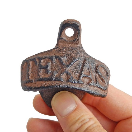 Rustic Cast Iron Texas Beer Soda Bottle Opener Wall Mounted Western Kitchen Bar - Picture 3 of 6