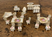 Limoges Vintage China Dollhouse Furniture Miniature18 Piece Set France Lot Piano