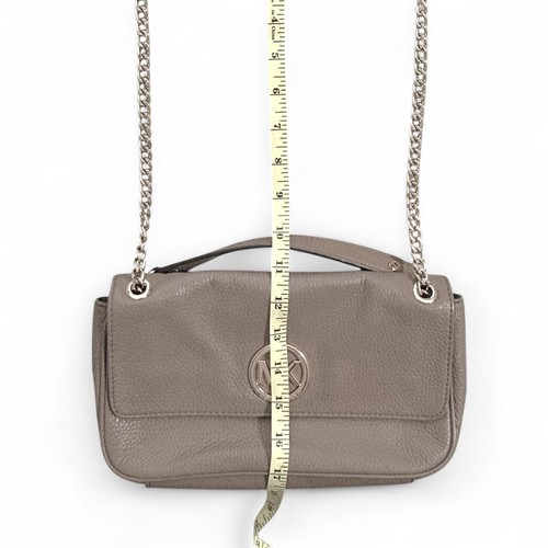 Michael Kors kleine Fulton Chain Schultertasche Klappe vorne beige Leder goldfarben - Bild 9 von 12