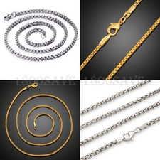 Real 18K Yellow/White Gold Filled Round Box Chain Necklace, Many length/width
