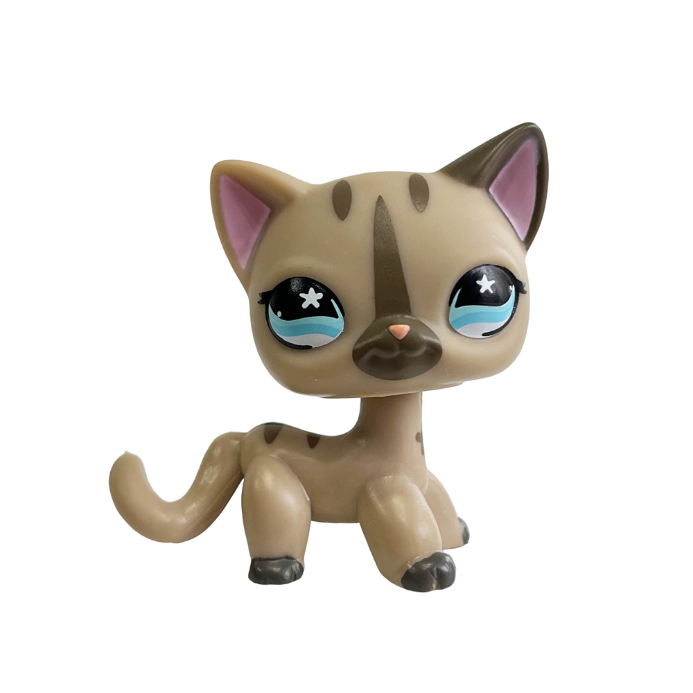 Littlest pet shop Toys bobble head short hair cats #468 grey cat with blue eyes