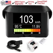 LCD Car HUD Gauge Speed Meter Water Coolant Temperature Fuel Show  