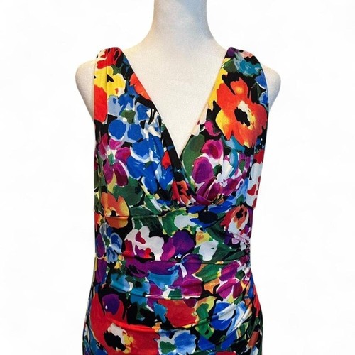Lauren Ralph Lauren Colorful Floral Sleeveless Midi Dress Sz 10 - Picture 4 of 4