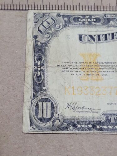 πΊπΈ United States 10 Dollars Gold Certificate 1922 FR-1173 FR1173 012423-5 - Picture 2 of 8