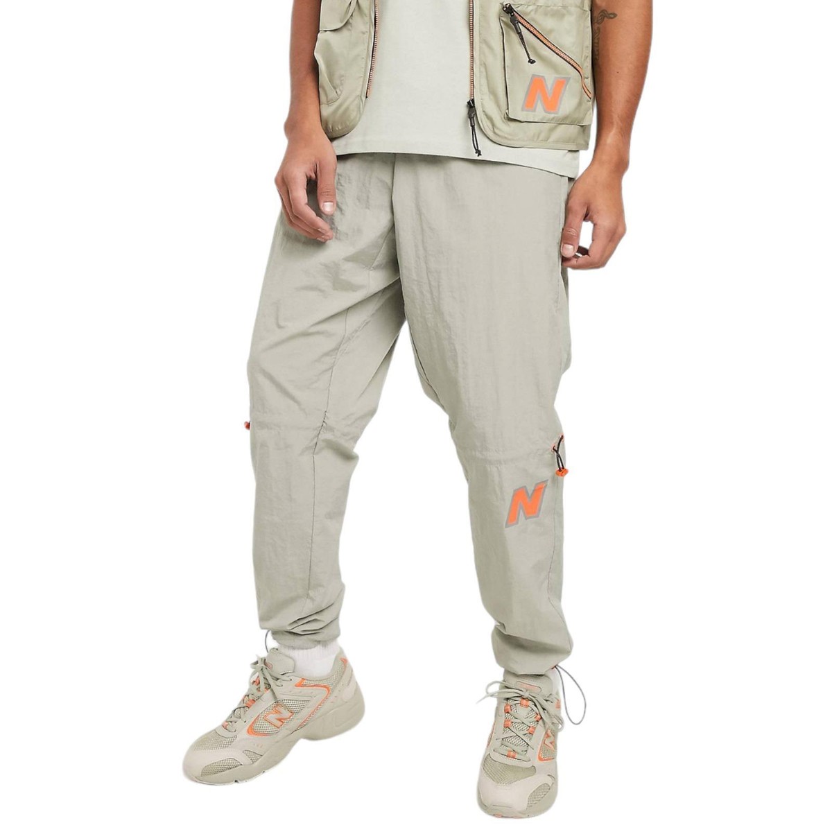 NEW BALANCE MEN'S UTILITY PACK WOVEN LOGO TRACK PANTS CARGO BEIGE RETRO NEW  BNWT