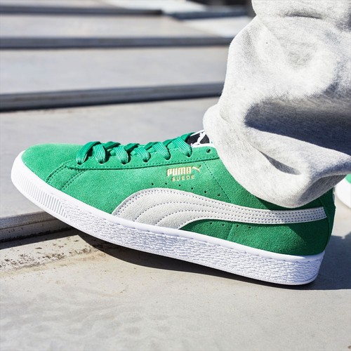 green suede puma