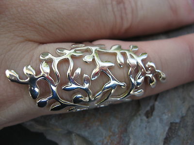 Moderner Vollfingerring offen Ranken Zigarrenband Sterlingsilber lang 7 NEU