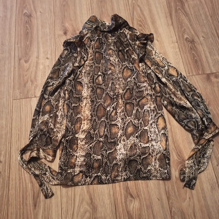 ZARA Women’s Snakeskin Python Print Ruffle Blouse… - image 5