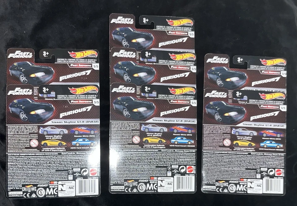 Lote de 7x 2017 Hot Wheels Premium Fast & Furious Imports Nissan Skyline GT-R BNR32 Foto 4 de 4