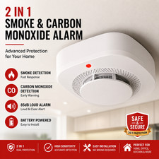 2 in 1 Smoke Carbon Monoxide Detector CO Alarm Battery Powered Home Safety