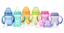 Nuby Non-Drip 3-Stage Wide Neck Bottle to Cup, 8 Ounce, Colors May Multicolor