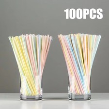 100-1000x Straws Flexible Plastic Bendy Colourful Drinking Straw Party Birthday*