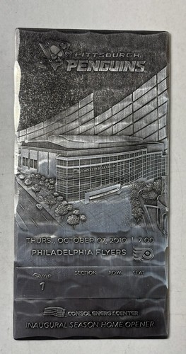 Pittsburgh Penguins Consol Energy Center Inaugural Game - Game & Metal Ticket - Picture 4 of 7